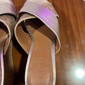 Coach Gold and Tan Women's Platform Sandals